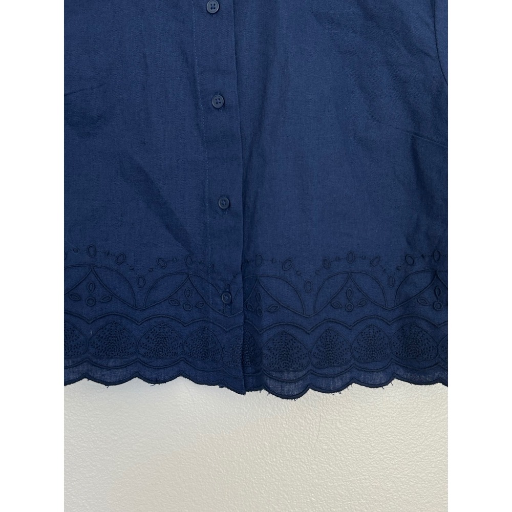 Roller Rabbit x Target Women oversized XS Navy Embroidered Scallop Cropped top - Picture 4 of 12